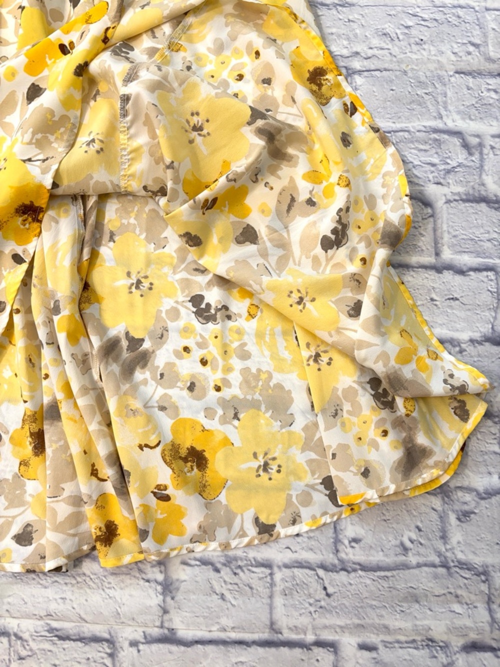 Cato Floral Maxi Skirt Yellow White Tan Lightweight Flowy Pull On Style Size XL - Picture 3 of 8